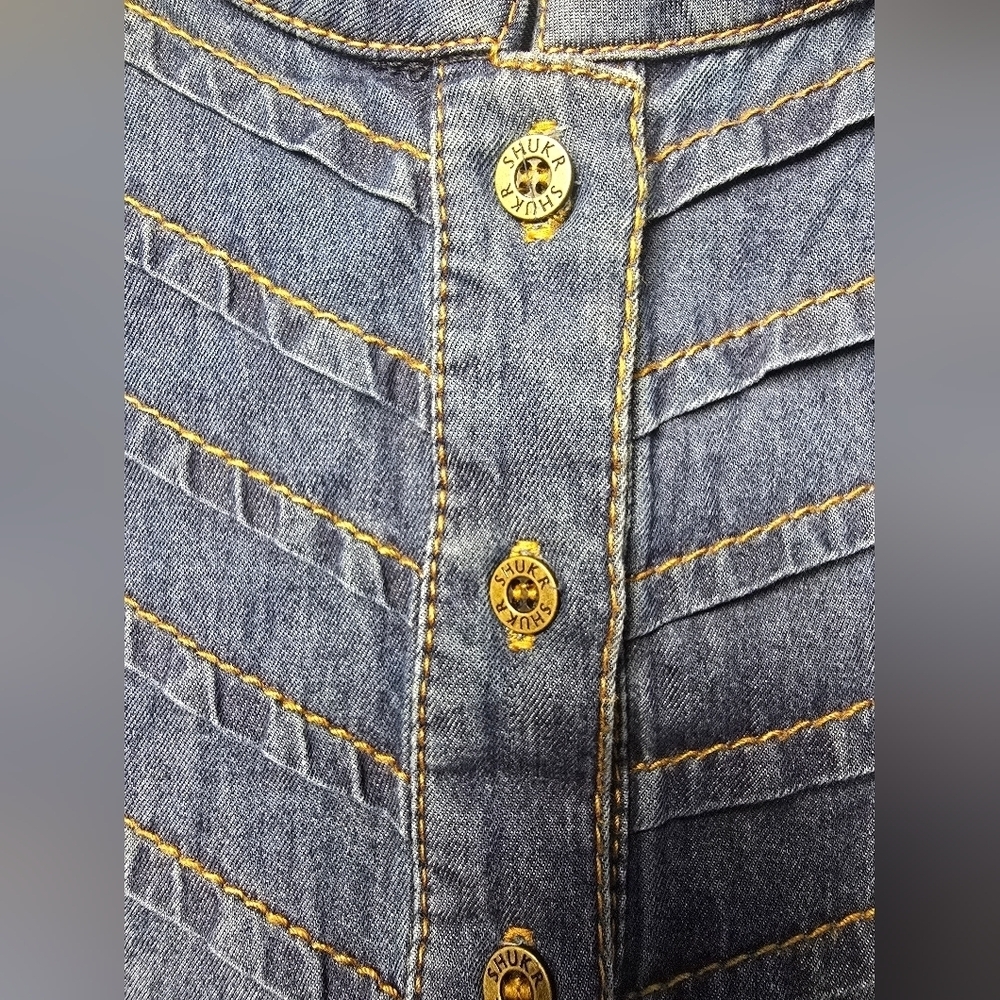 SHUKR 100% Cotton Denim Dress/Shirt Long Sleeve Sz. XL - Picture 5 of 8